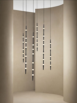JS-GL-2541-1000 - Brushed Black Metal & Acrylic Modern Hanging Light