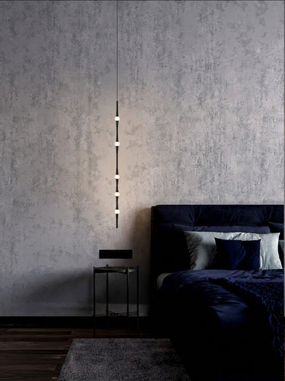 JS-GL-2541-1300 - Brushed Black Metal & Acrylic Modern Hanging Light