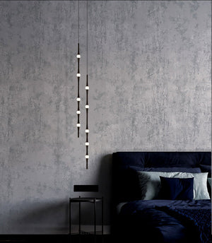 JS-GL-2541-1300 - Brushed Black Metal & Acrylic Modern Hanging Light