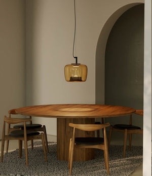 JS-GL-2566-A - Black Metal Glass Hanging Light