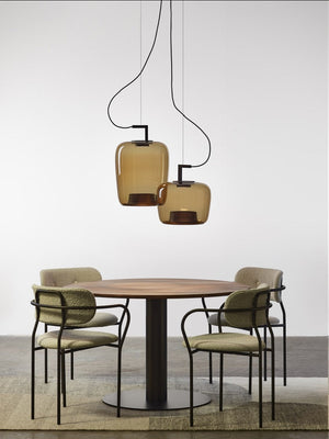 JS-GL-2566-A - Black Metal Glass Hanging Light