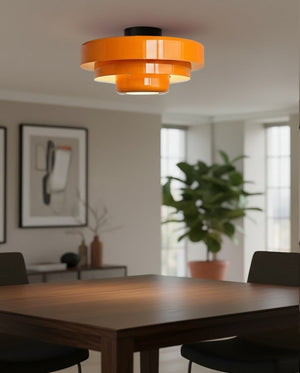 JS-GL-25677-CL BK, OR - Orange & White & Black Metal Led Ceiling Light