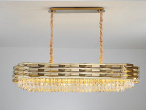JS-GL-26018D - Gold Metal & Crystals Crystal Chandelier