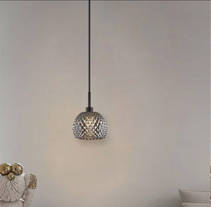 JS-GL-2708-SG - Black Metal Glass Hanging Light