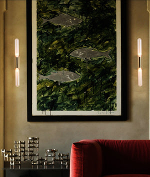 JS-GL-296-2 - Antique Brass Metal & Glass Led Mirror Lights