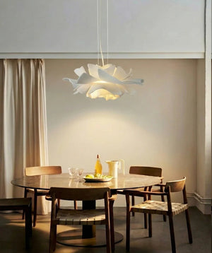 JS-GL-320-600,800 - White Metal & Acrylic Led Hanging Light