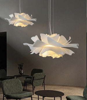 JS-GL-320-600,800 - White Metal & Acrylic Led Hanging Light