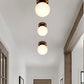 JS-GL-3202-W - Antique Brass Metal & Glass Ceiling Light