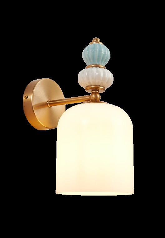 JS-GL-3306-1 - Antique Brass Metal & Marble & Glass Modern Wall Light