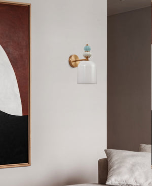 JS-GL-3306-1 - Antique Brass Metal & Marble & Glass Modern Wall Light