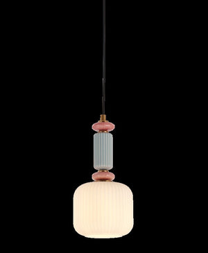 JS-GL-3313-1A - Antique Brass Metal & Glass Marble Hanging Light