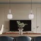 JS-GL-3313-1A - Antique Brass Metal & Glass Marble Hanging Light
