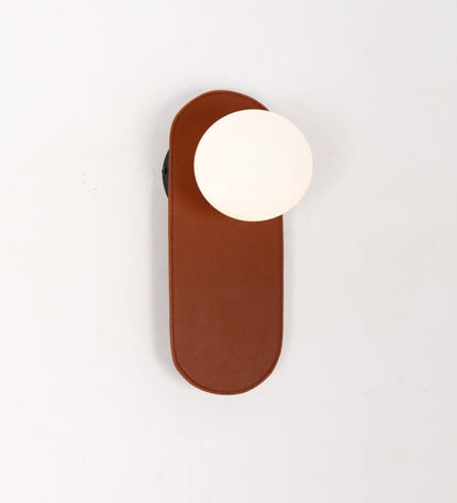 JS-GL-3325-W - Black Brown Leather & Glass Modern Wall Light