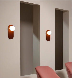 JS-GL-3325-W - Black Brown Leather & Glass Modern Wall Light