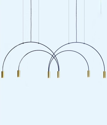 JS-GL-3400-5 - BLACK & ANTIQUE BRASS METAL Cluster Hanging Light