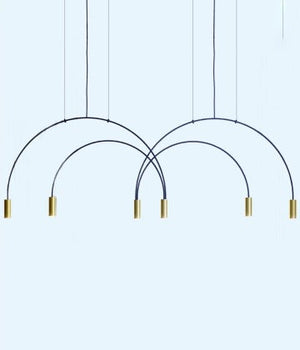 JS-GL-3400-5 - BLACK & ANTIQUE BRASS METAL Cluster Hanging Light