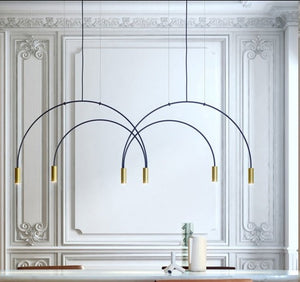 JS-GL-3400-5 - BLACK & ANTIQUE BRASS METAL Cluster Hanging Light