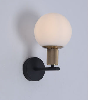 JS-GL-3532-W - Antique Brass & Black Metal & Glass Modern Wall Light
