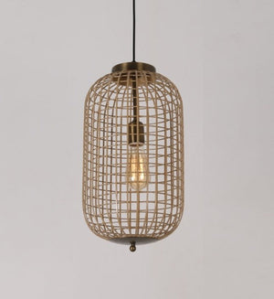JS-GL-38530-L - Ivory & Antique Bronze Metal Hanging Light