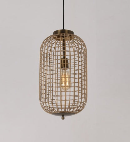 JS-GL-38530-L - Ivory & Antique Bronze Metal Hanging Light