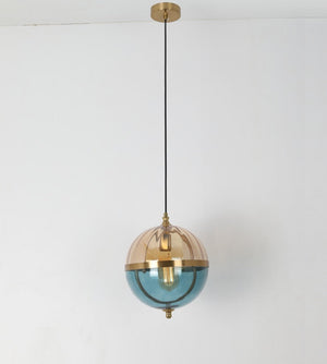 JS-GL-3861-BL+AMB - Antique Brass Metal Glass Hanging Light