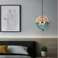 JS-GL-3861-BL+AMB - Antique Brass Metal Glass Hanging Light