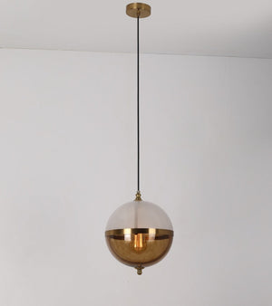 JS-GL-3861-WH+AMB - Antique Brass Metal Glass Hanging Light