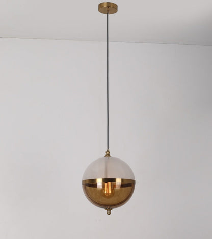 JS-GL-3861-WH+AMB - Antique Brass Metal Glass Hanging Light