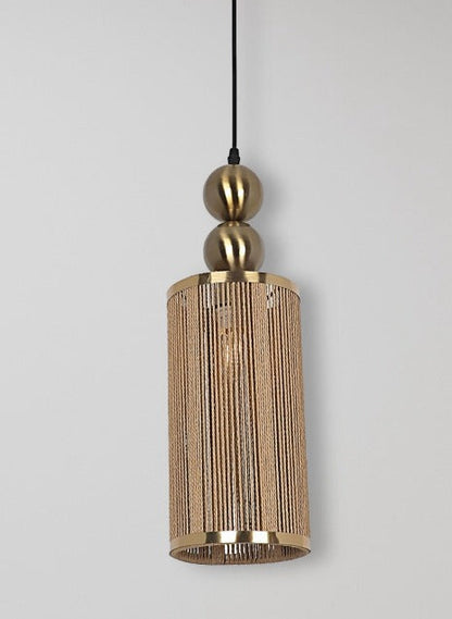 JS-GL-4029-1H - Antique Brass Threads Metal Hanging Light