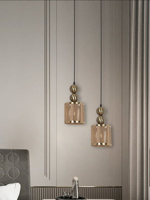 JS-GL-4029-2H - Antique Brass Threads Metal Hanging Light