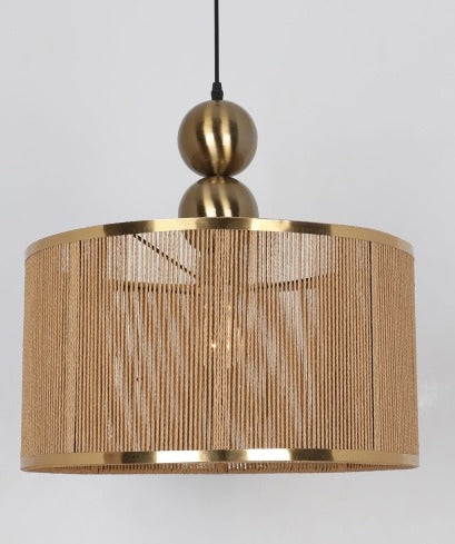 JS-GL-4032-H - Antique Brass Threads Metal Hanging Light