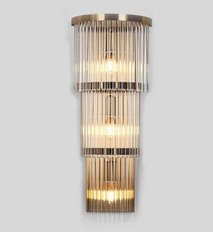 JS-GL-406-W - Antique Brass Metal & Crystals Crystal Wall Light