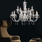 JS-GL-4795-10+5 - WHITE GOLD METAL & CRYSTALS Candle Arm Chandelier