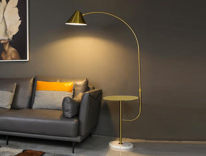 JS-GL-5020-FL - Antique Brass Metal Marble Floor Lamp