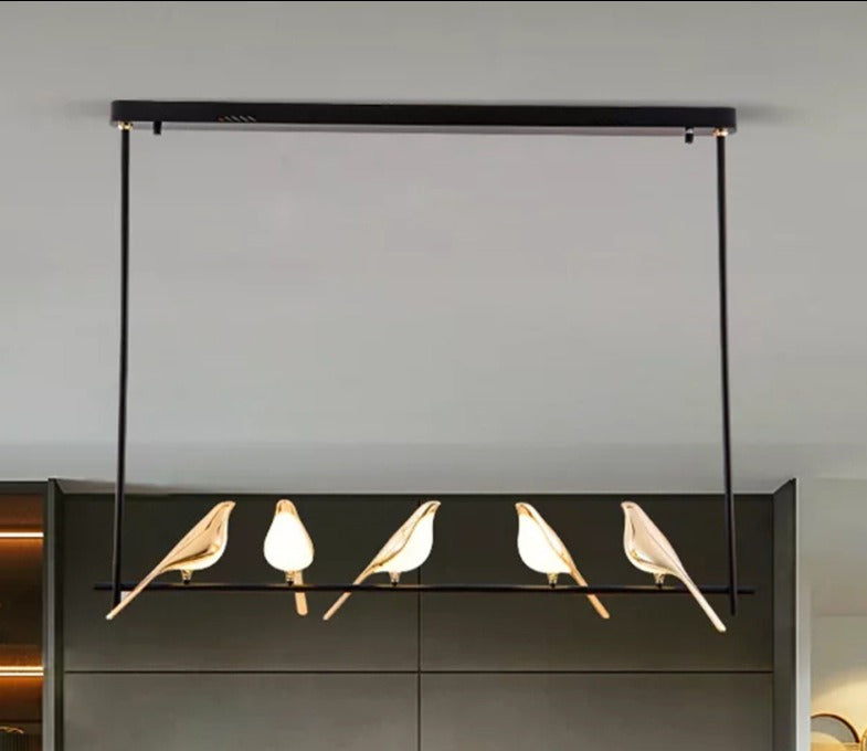 JS-GL-5046-5 - French Gold Metal & Acrylic Modern Hanging Light