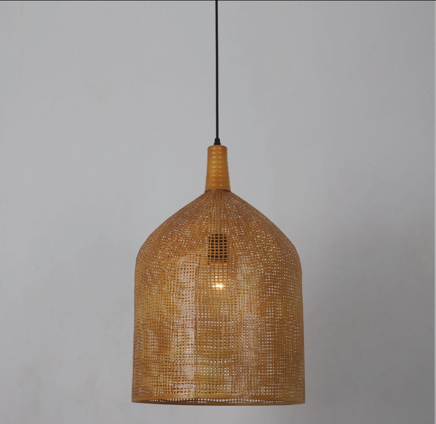JS-GL-5142-1B - Cane Brown Metal Hanging Light