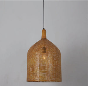 JS-GL-5142-1B - Cane Brown Metal Hanging Light