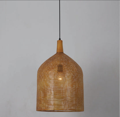 JS-GL-5142-1B - Cane Brown Metal Hanging Light