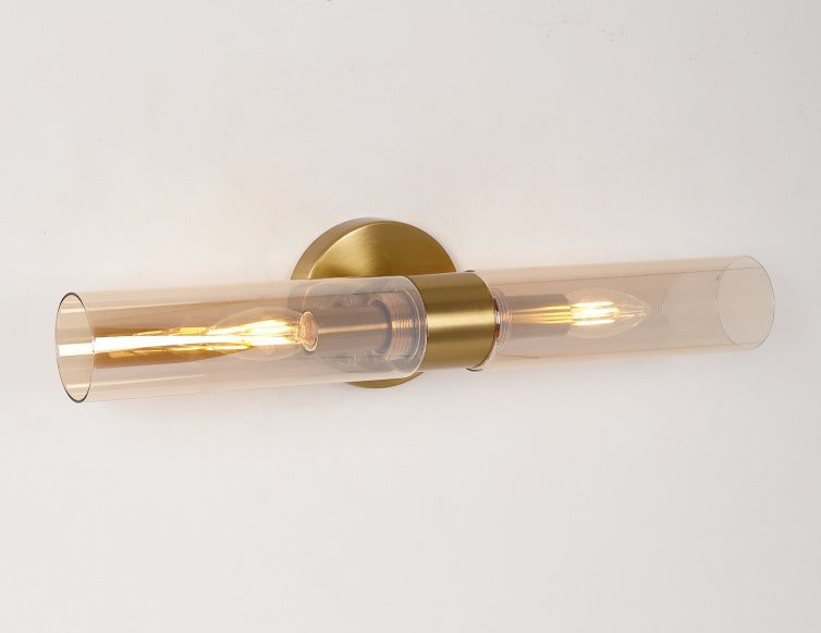 JS-GL-5153-2 - Antique Brass Metal & Glass Led Mirror Lights