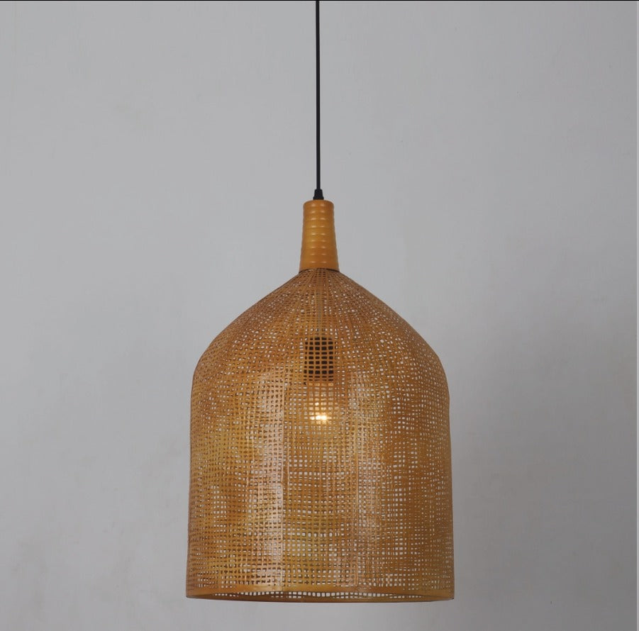 JS-GL-5154-1S - Cane Brown Metal Hanging Light