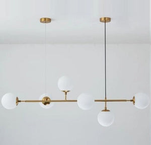 JS-GL-5202-6 - ANTIQUE BRASS METAL Glass Ball Chandelier