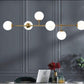 JS-GL-5202-6 - ANTIQUE BRASS METAL Glass Ball Chandelier