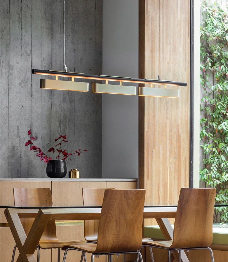 JS-GL-6117-L - Antique Brass & Black Metal Modern Hanging Light
