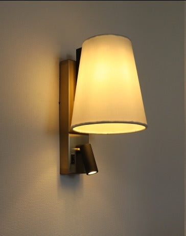 JS-GL-6617-W - METAL & FABRIC SHADE Bedside Led Reading Wall Light