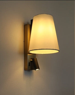 JS-GL-6617-W - METAL & FABRIC SHADE Bedside Led Reading Wall Light