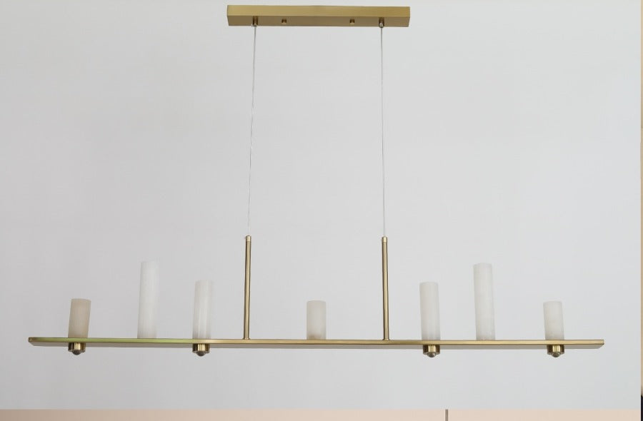 JS-GL-6642SL - Antique Brass Metal & Onyx Marble Hanging Light