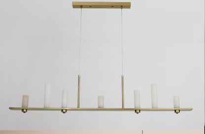 JS-GL-6642SL - Antique Brass Metal & Onyx Marble Hanging Light