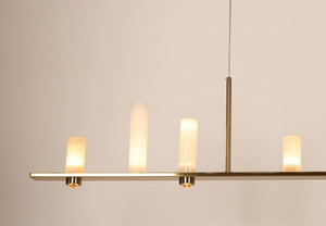 JS-GL-6642SL - Antique Brass Metal & Onyx Marble Hanging Light