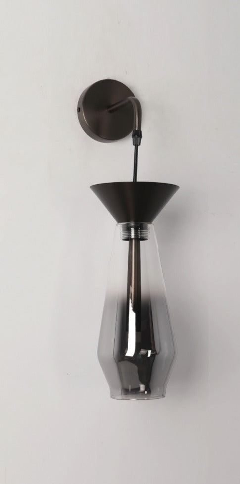 JS-GL-6647S-W SM - Black Brushed Metal & Glass & Acrylic Modern Wall Light