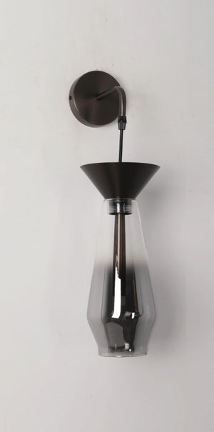 JS-GL-6647S-W SM - Black Brushed Metal & Glass & Acrylic Modern Wall Light
